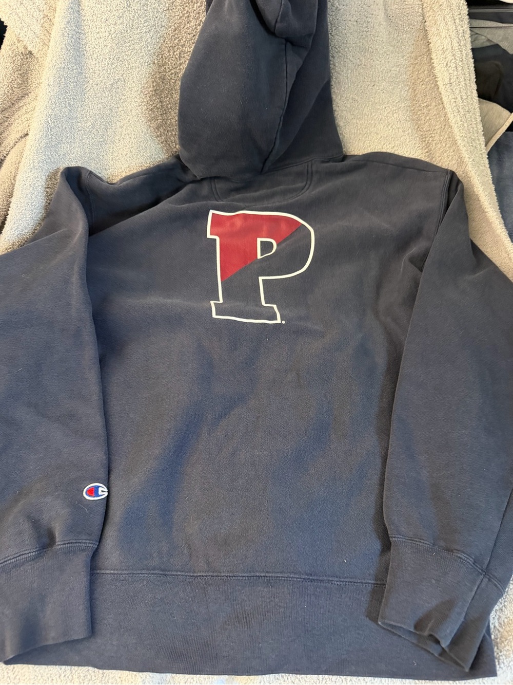 Vintage 90s Champion XL Penn Hooded Sweatshirt - Navy - Picture 4 of 5